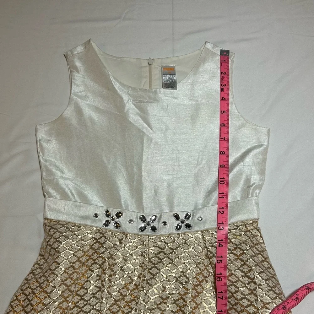 Gymboree Girls Size 12 Cream with Gold Brocade Sleeveless Formal Dress NWOT